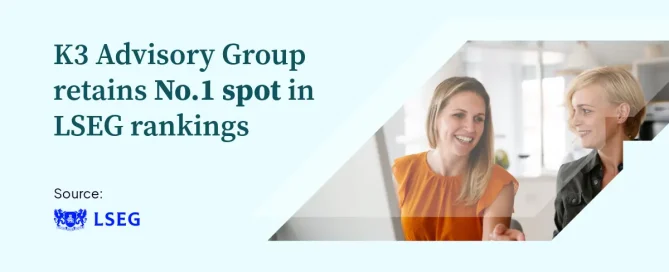 K3 Advisory Group retains Number 1 spot in LSEG Rankings