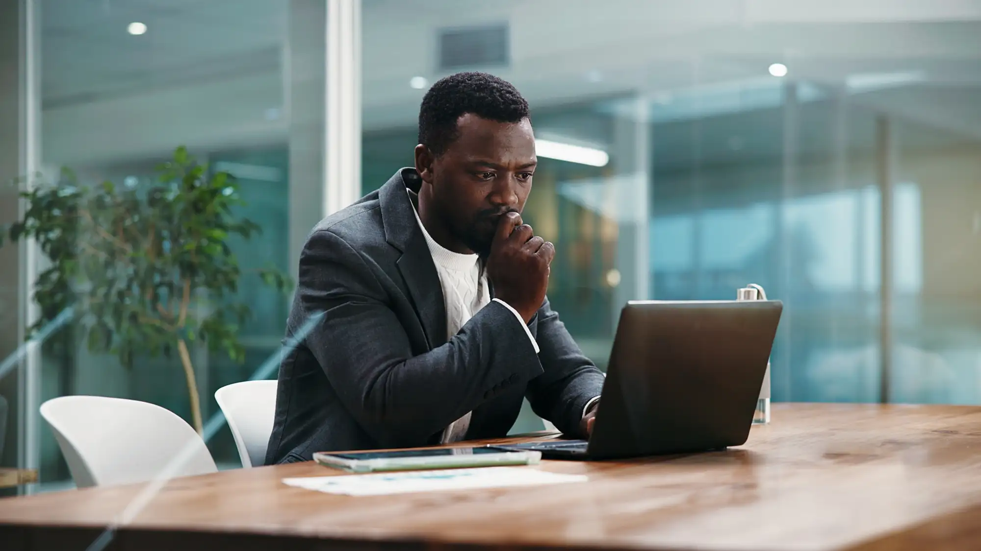 Worried Businessman Cyber Security Risk
